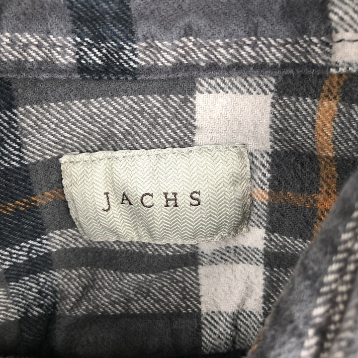 JACHS Long Sleeve Flannel Check Shirt, Men's Size L cotton gray type Vintage Second Hand