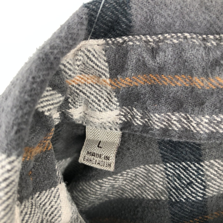JACHS Long Sleeve Flannel Check Shirt, Men's Size L cotton gray type Vintage Second Hand