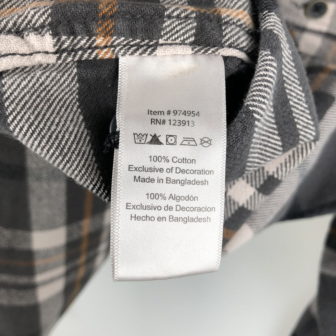 JACHS Long Sleeve Flannel Check Shirt, Men's Size L cotton gray type Vintage Second Hand