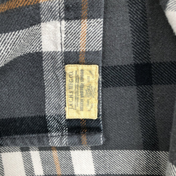 JACHS Long Sleeve Flannel Check Shirt, Men's Size L cotton gray type Vintage Second Hand