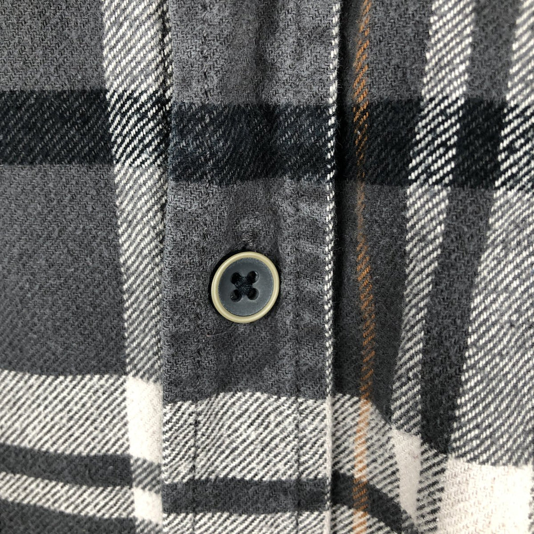 JACHS Long Sleeve Flannel Check Shirt, Men's Size L cotton gray type Vintage Second Hand