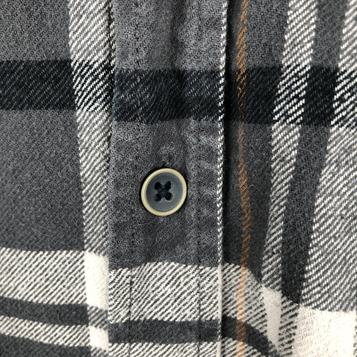 JACHS Long Sleeve Flannel Check Shirt, Men's Size L cotton gray type Vintage Second Hand