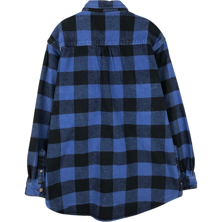 FIELD and STREAM Buffalo Check Long Sleeve Heavy Flannel Check Shirt, Men's Size L cotton blue type Vintage Second Hand
