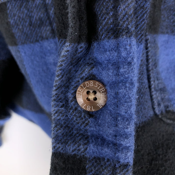 FIELD and STREAM Buffalo Check Long Sleeve Heavy Flannel Check Shirt, Men's Size L cotton blue type Vintage Second Hand