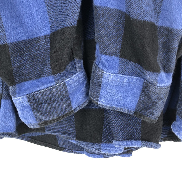 FIELD and STREAM Buffalo Check Long Sleeve Heavy Flannel Check Shirt, Men's Size L cotton blue type Vintage Second Hand