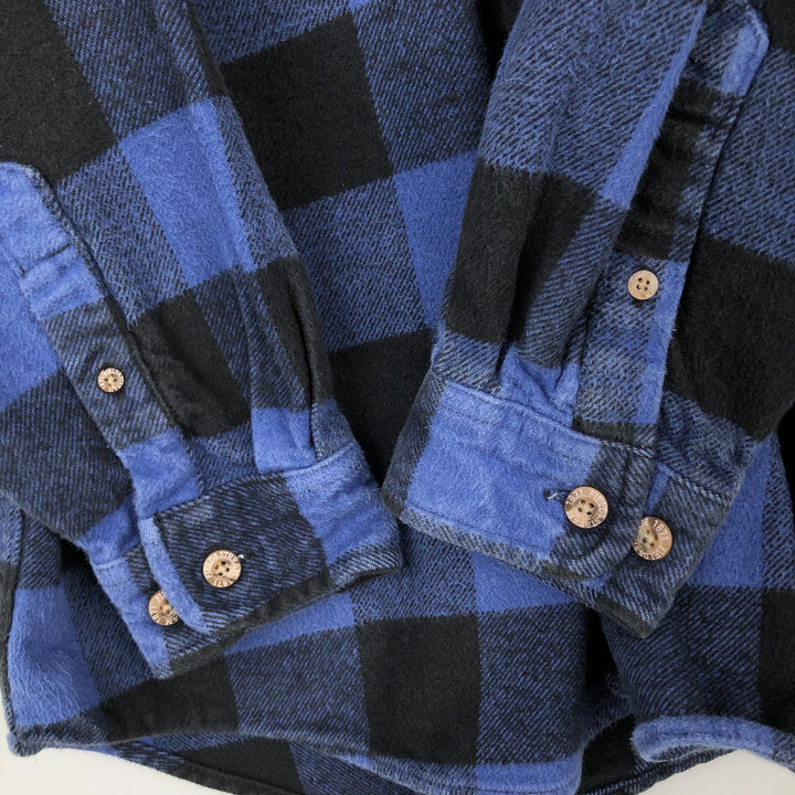 FIELD and STREAM Buffalo Check Long Sleeve Heavy Flannel Check Shirt, Men's Size L cotton blue type Vintage Second Hand