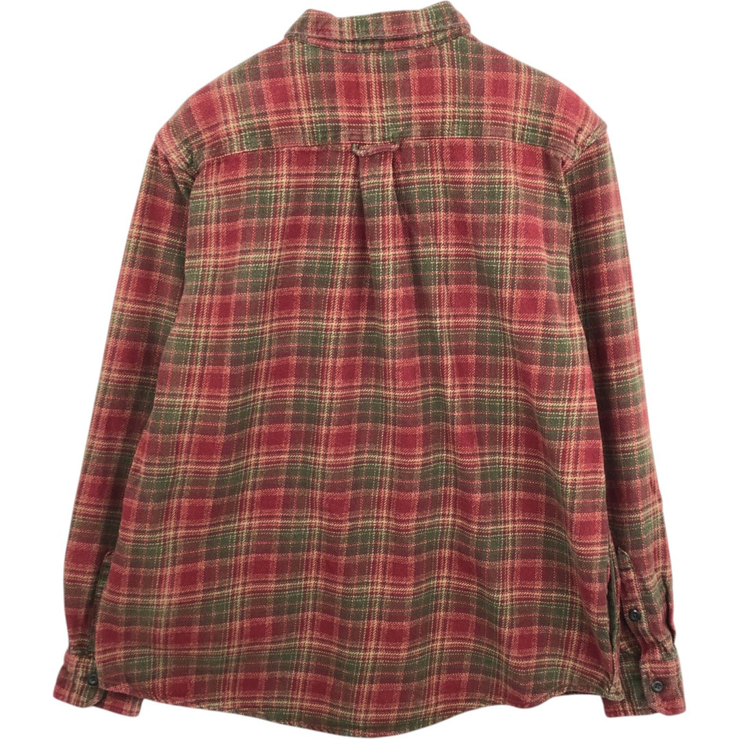 Orvis Long Sleeve Heavy Flannel Check Shirt, Men's XXL cotton red type reddish brown Vintage Second Hand