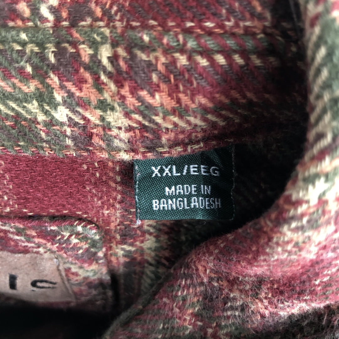 Orvis Long Sleeve Heavy Flannel Check Shirt, Men's XXL cotton red type reddish brown Vintage Second Hand