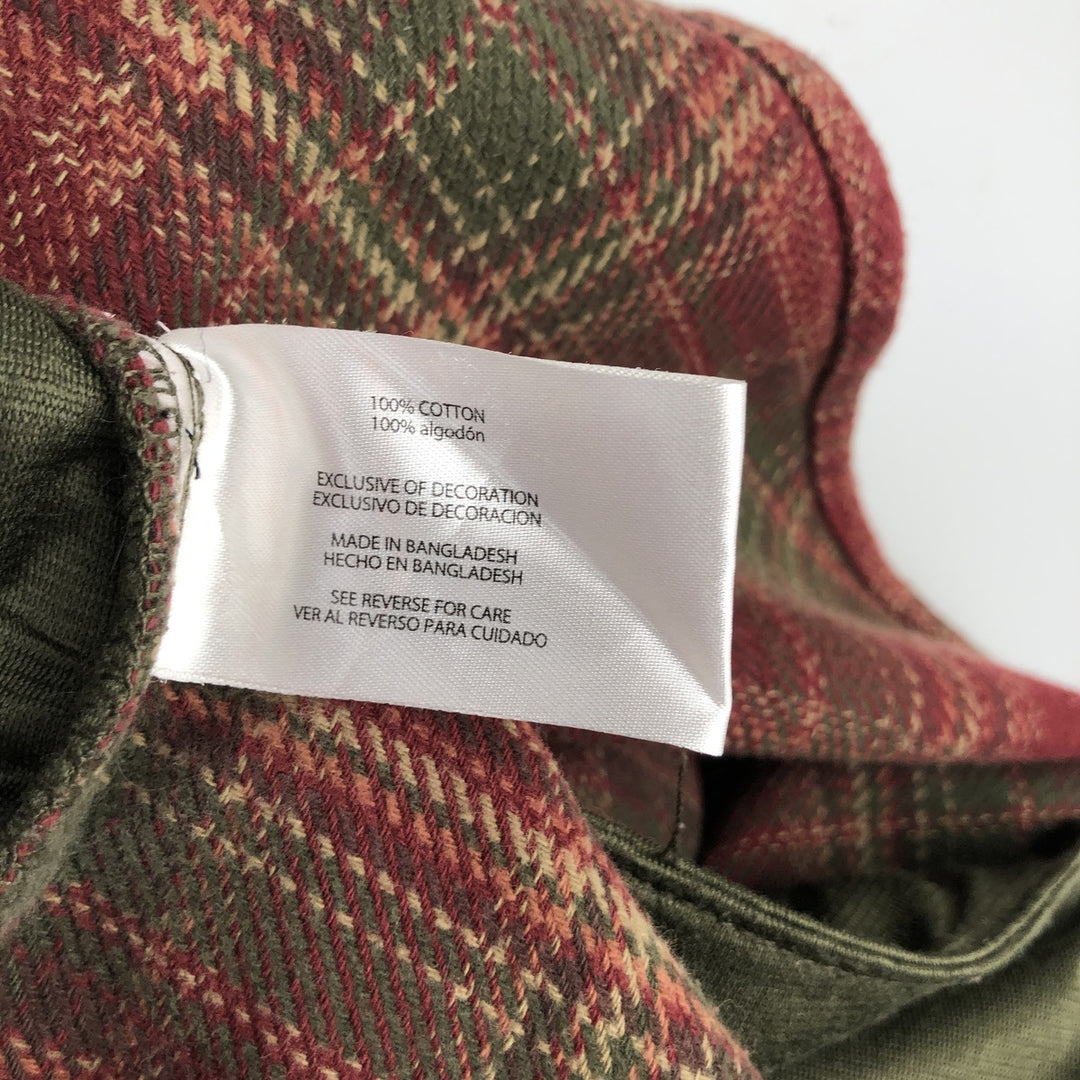 Orvis Long Sleeve Heavy Flannel Check Shirt, Men's XXL cotton red type reddish brown Vintage Second Hand
