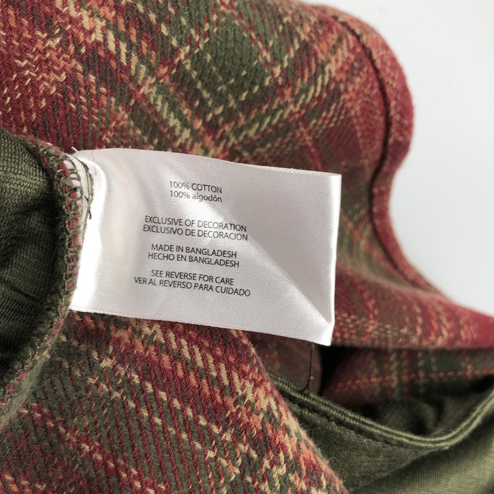 Orvis Long Sleeve Heavy Flannel Check Shirt, Men's XXL cotton red type reddish brown Vintage Second Hand