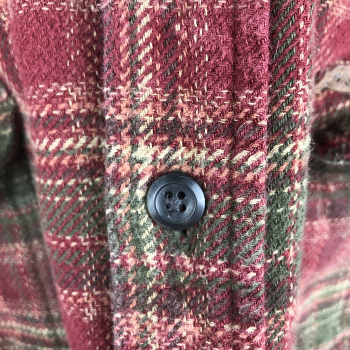 Orvis Long Sleeve Heavy Flannel Check Shirt, Men's XXL cotton red type reddish brown Vintage Second Hand