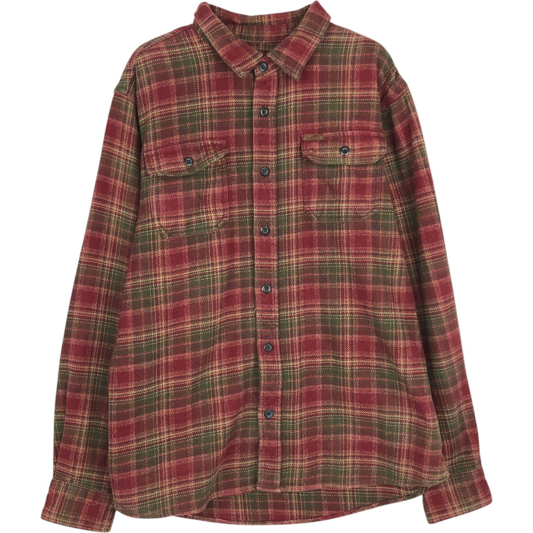 ORVIS Long Sleeve Flannel Check Shirt, Men's XL Size cotton red type reddish brown Vintage Second Hand