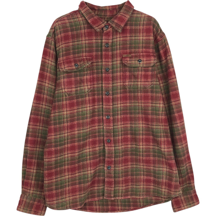 ORVIS Long Sleeve Flannel Check Shirt, Men's XL Size cotton red type reddish brown Vintage Second Hand