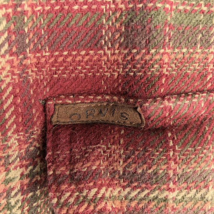 ORVIS Long Sleeve Flannel Check Shirt, Men's XL Size cotton red type reddish brown Vintage Second Hand