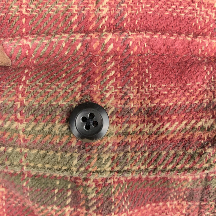ORVIS Long Sleeve Flannel Check Shirt, Men's XL Size cotton red type reddish brown Vintage Second Hand