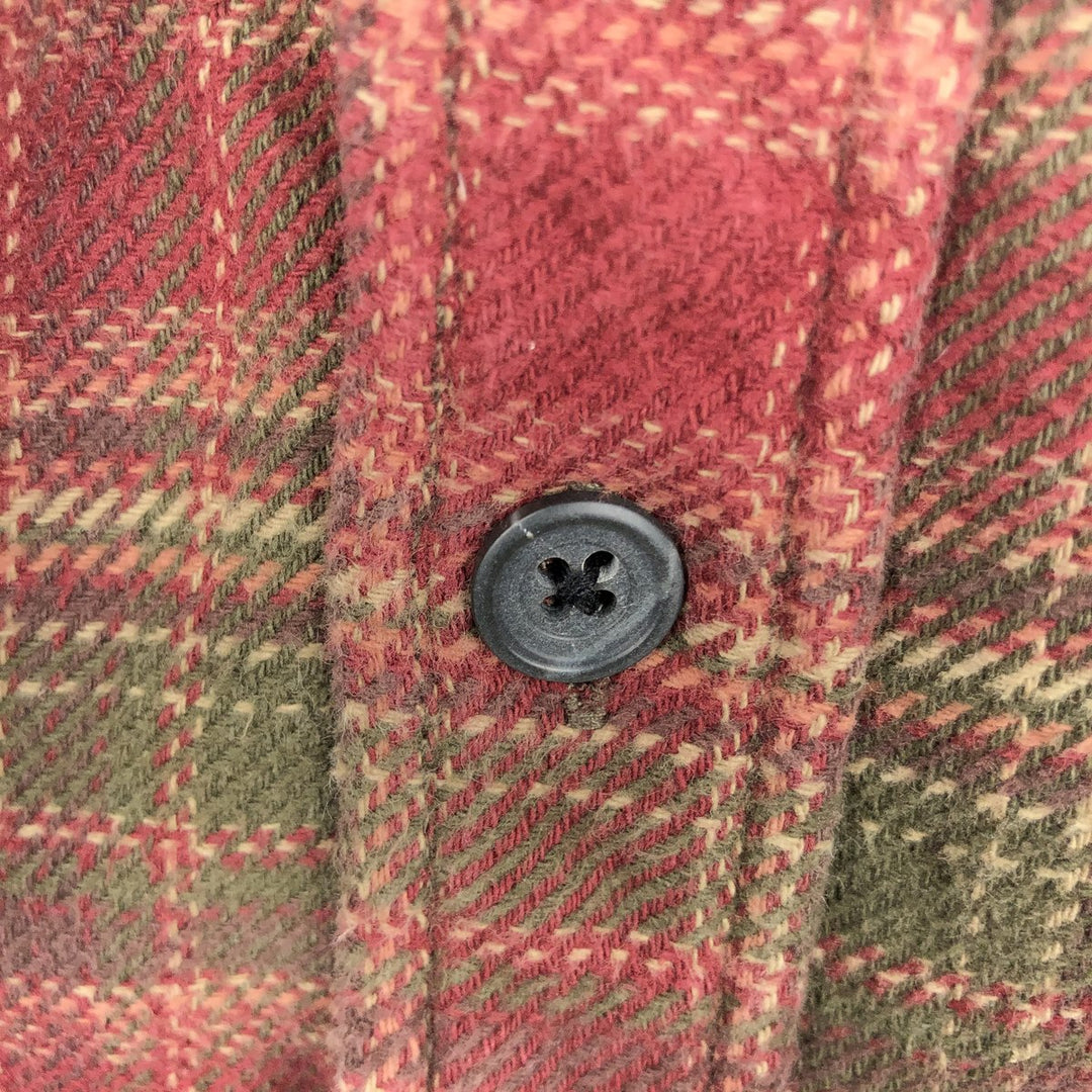 ORVIS Long Sleeve Flannel Check Shirt, Men's XL Size cotton red type reddish brown Vintage Second Hand