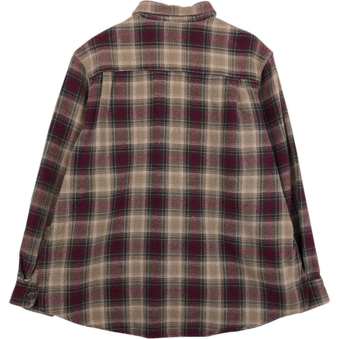 Faded Glory BRAWNY Long-Sleeve Flannel Check Shirt, Men's Size XL (approx.) cotton Khaki type beige Vintage Second Hand