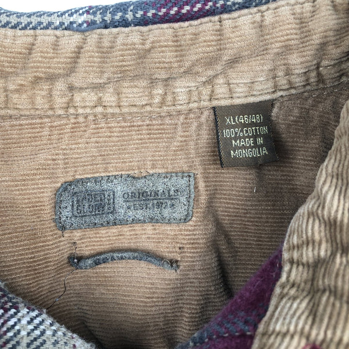 Faded Glory BRAWNY Long-Sleeve Flannel Check Shirt, Men's Size XL (approx.) cotton Khaki type beige Vintage Second Hand