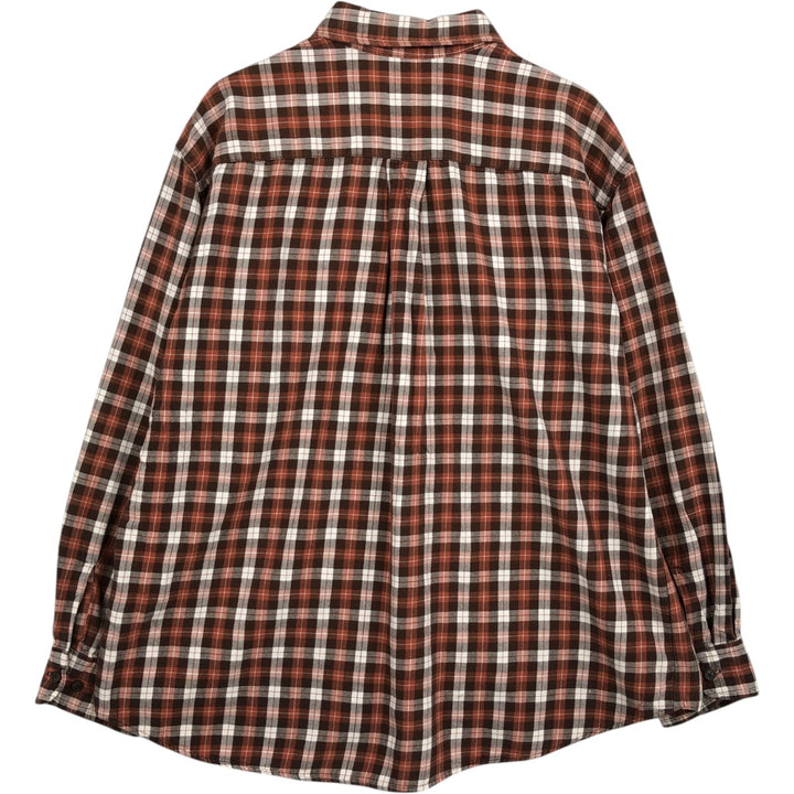 ST.JOHN'S BAY Long Sleeve Button Down Light Flannel Check Shirt Men's XL cotton brown type Vintage Second Hand