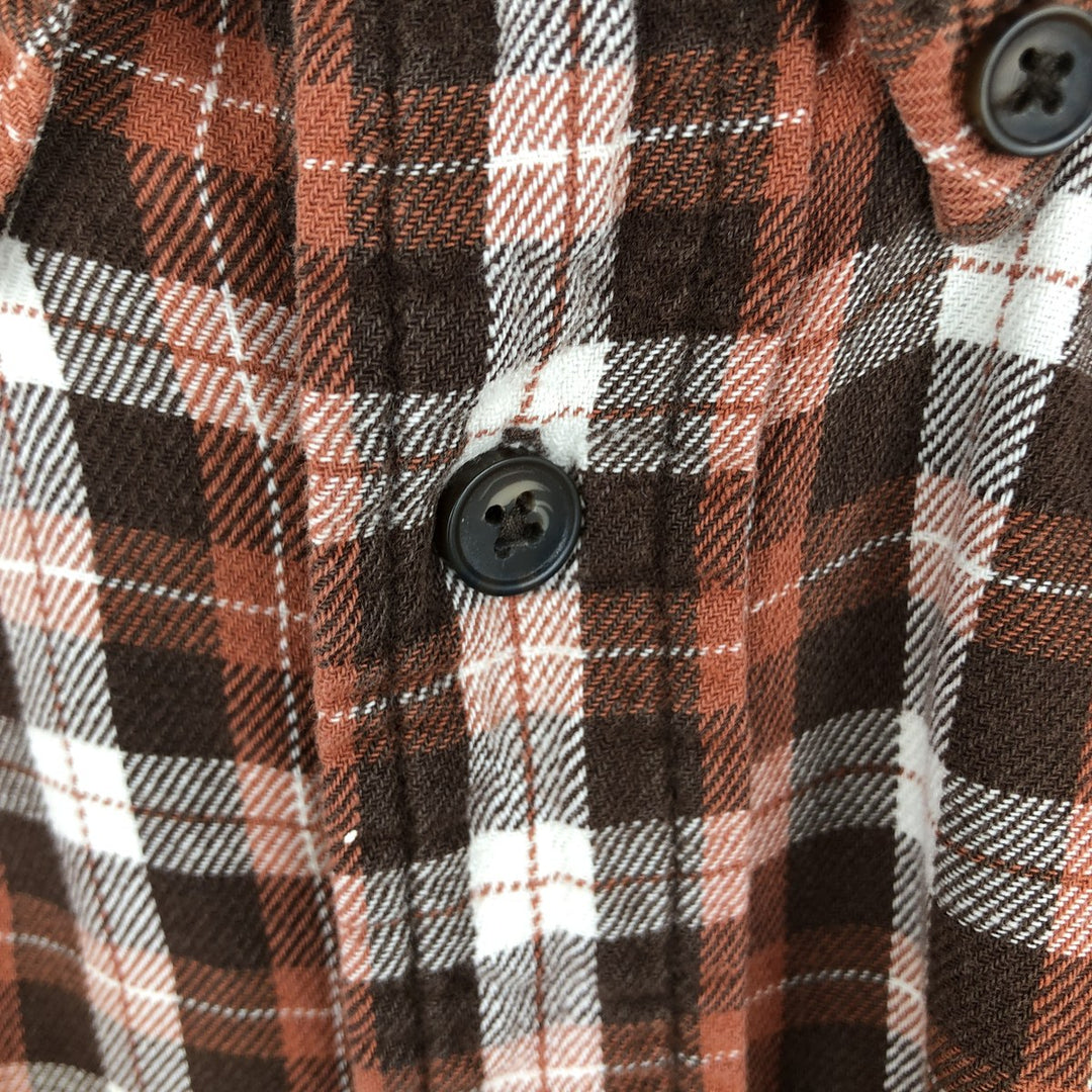 ST.JOHN'S BAY Long Sleeve Button Down Light Flannel Check Shirt Men's XL cotton brown type Vintage Second Hand