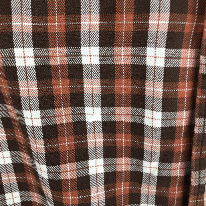 ST.JOHN'S BAY Long Sleeve Button Down Light Flannel Check Shirt Men's XL cotton brown type Vintage Second Hand