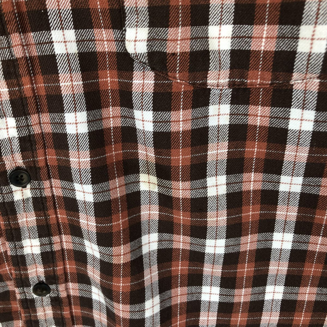 ST.JOHN'S BAY Long Sleeve Button Down Light Flannel Check Shirt Men's XL cotton brown type Vintage Second Hand