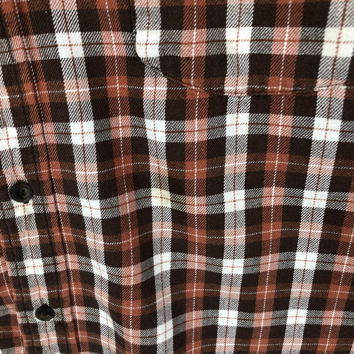 ST.JOHN'S BAY Long Sleeve Button Down Light Flannel Check Shirt Men's XL cotton brown type Vintage Second Hand
