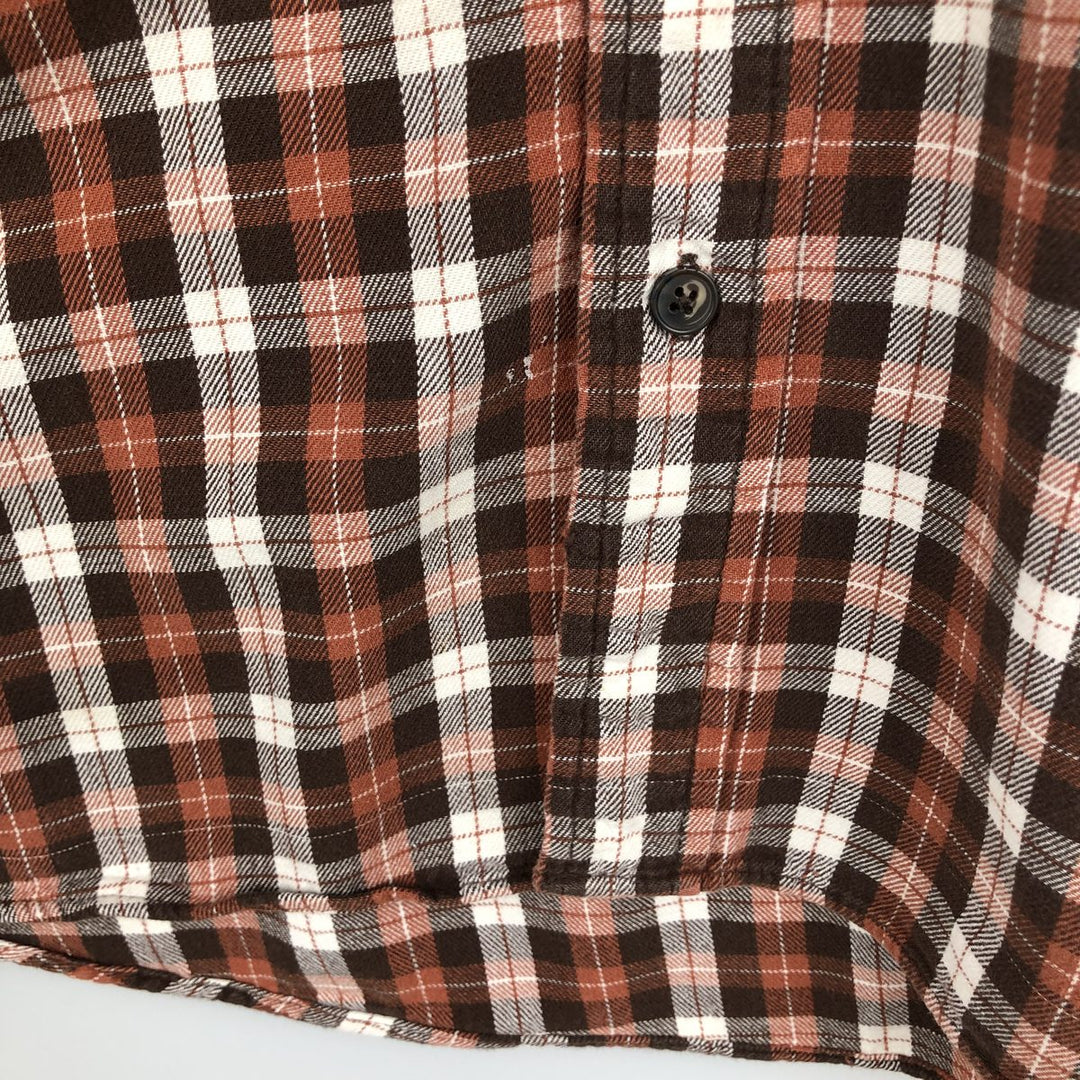 ST.JOHN'S BAY Long Sleeve Button Down Light Flannel Check Shirt Men's XL cotton brown type Vintage Second Hand