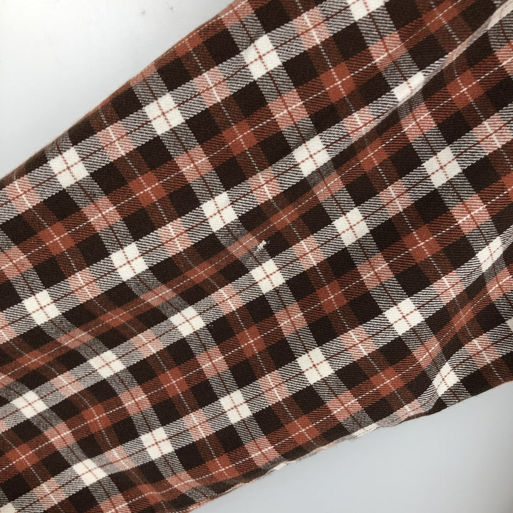 ST.JOHN'S BAY Long Sleeve Button Down Light Flannel Check Shirt Men's XL cotton brown type Vintage Second Hand