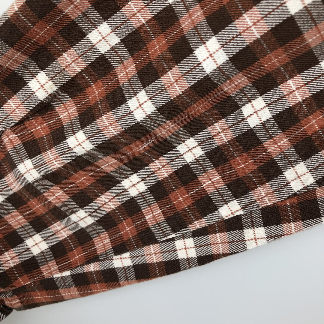 ST.JOHN'S BAY Long Sleeve Button Down Light Flannel Check Shirt Men's XL cotton brown type Vintage Second Hand