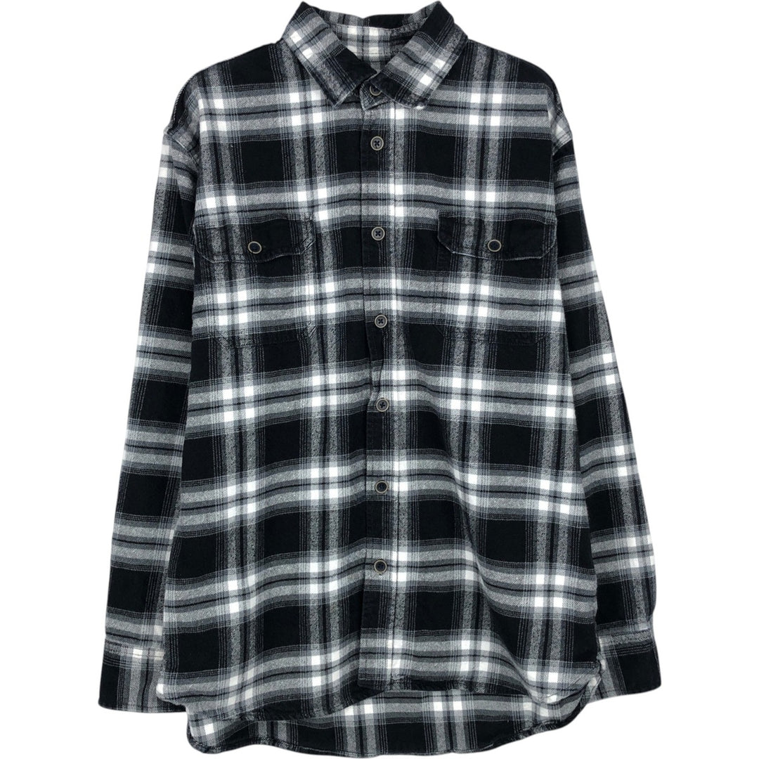 JACHS Long Sleeve Flannel Check Shirt, Men's Size L cotton gray type Vintage Second Hand
