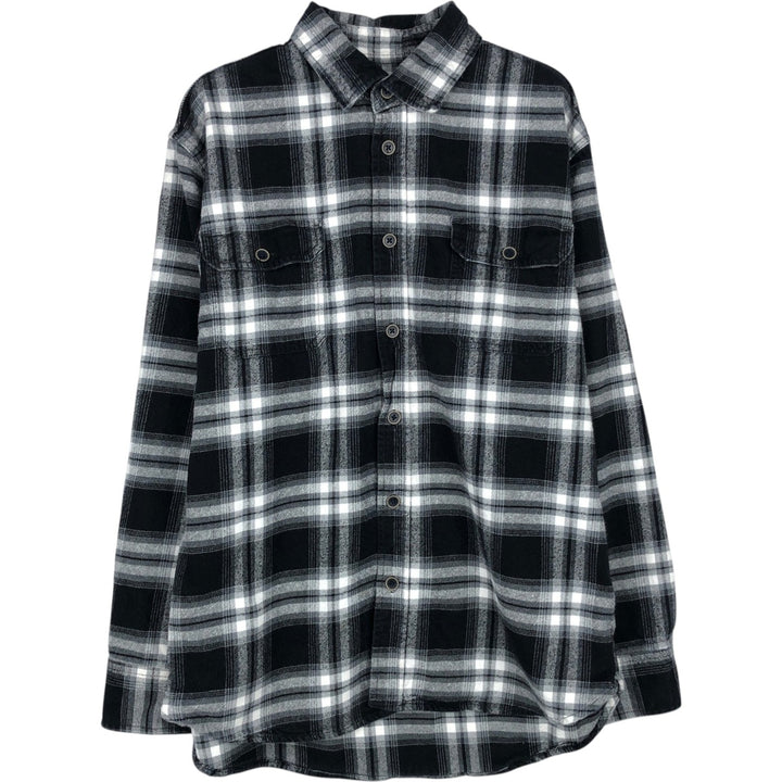 JACHS Long Sleeve Flannel Check Shirt, Men's Size L cotton gray type Vintage Second Hand