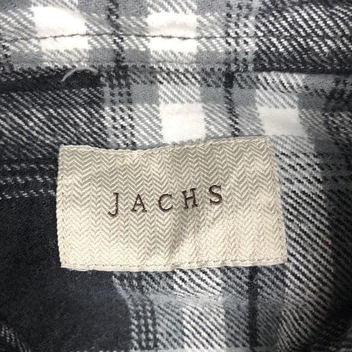 JACHS Long Sleeve Flannel Check Shirt, Men's Size L cotton gray type Vintage Second Hand