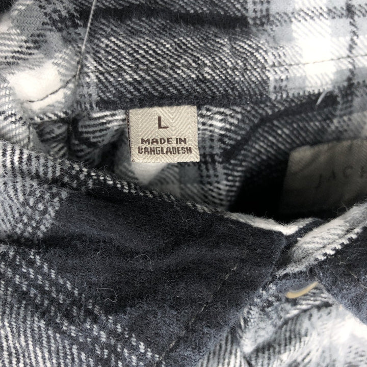 JACHS Long Sleeve Flannel Check Shirt, Men's Size L cotton gray type Vintage Second Hand
