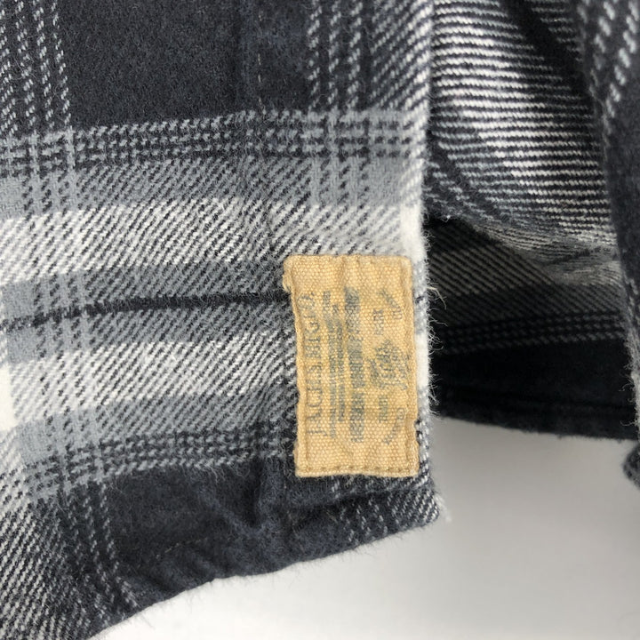 JACHS Long Sleeve Flannel Check Shirt, Men's Size L cotton gray type Vintage Second Hand