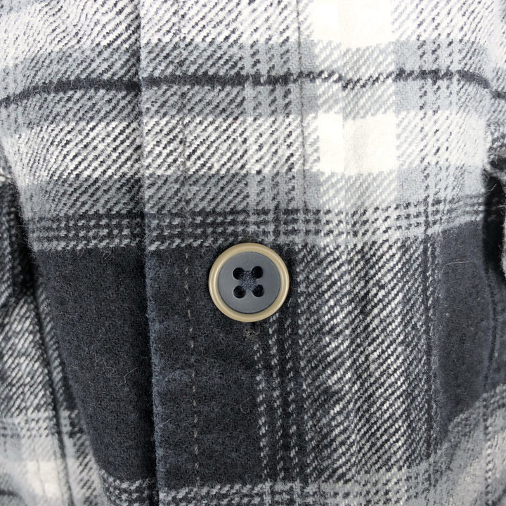 JACHS Long Sleeve Flannel Check Shirt, Men's Size L cotton gray type Vintage Second Hand