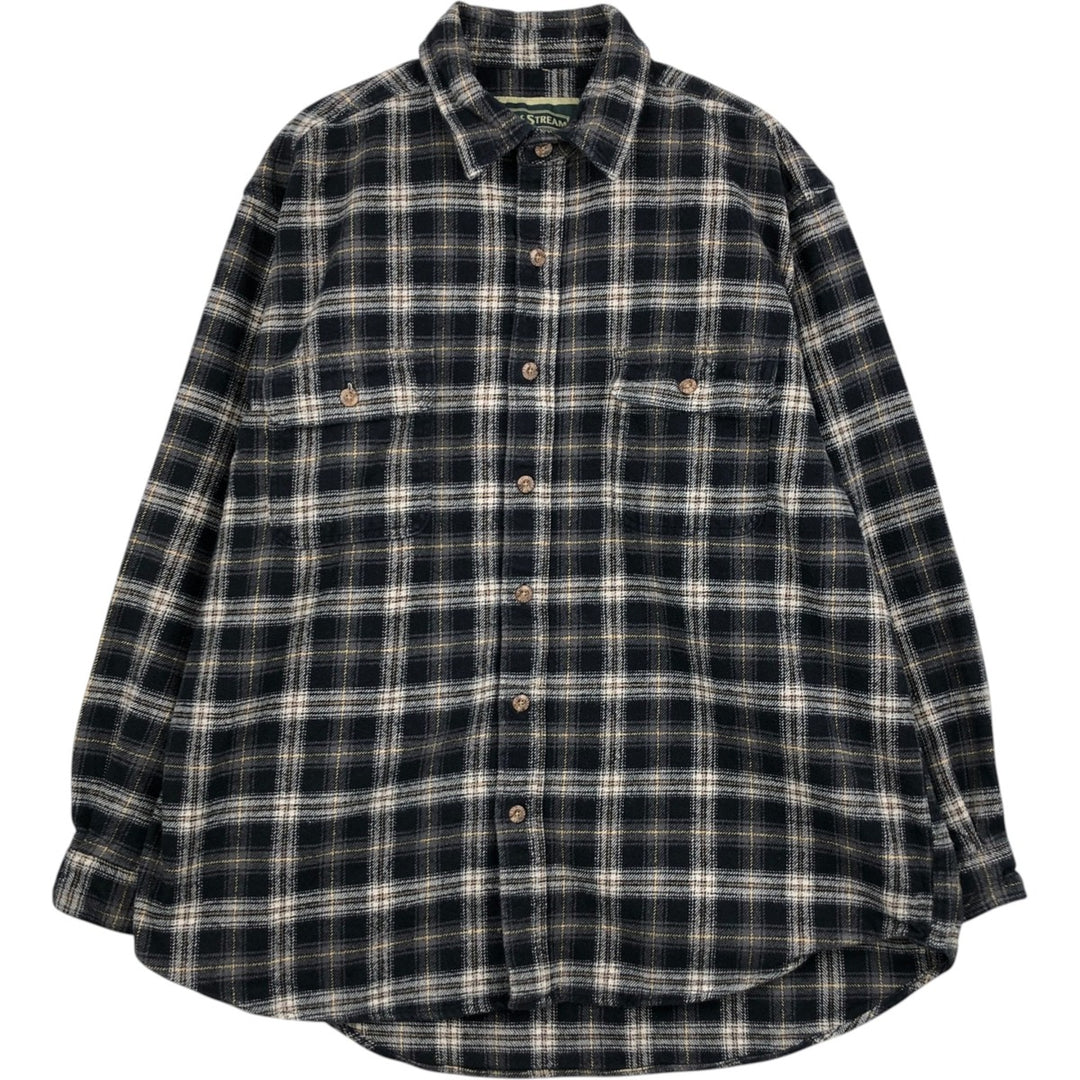 FIELD and STREAM Long-Sleeve Flannel Check Shirt, Men's Size XL (approx.) cotton black type Vintage Second Hand