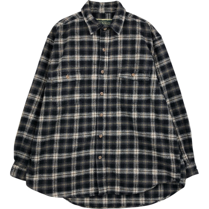 FIELD and STREAM Long-Sleeve Flannel Check Shirt, Men's Size XL (approx.) cotton black type Vintage Second Hand