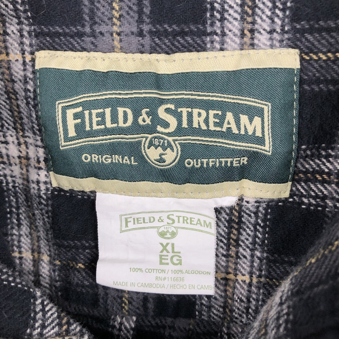 FIELD and STREAM Long-Sleeve Flannel Check Shirt, Men's Size XL (approx.) cotton black type Vintage Second Hand