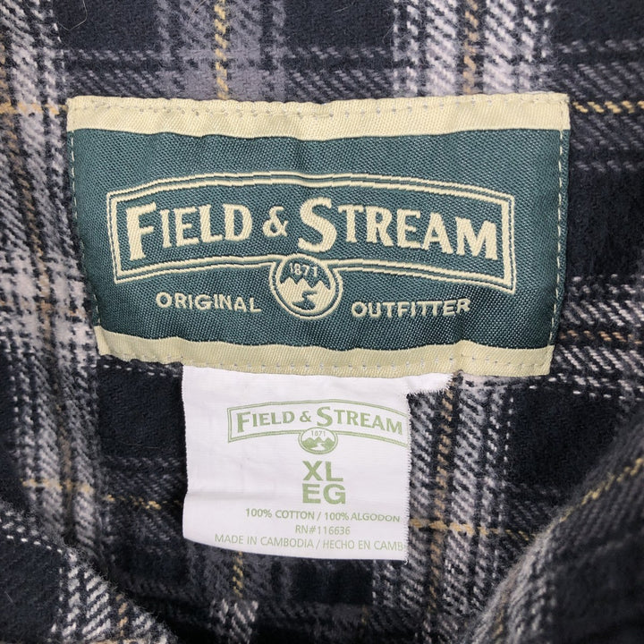 FIELD and STREAM Long-Sleeve Flannel Check Shirt, Men's Size XL (approx.) cotton black type Vintage Second Hand