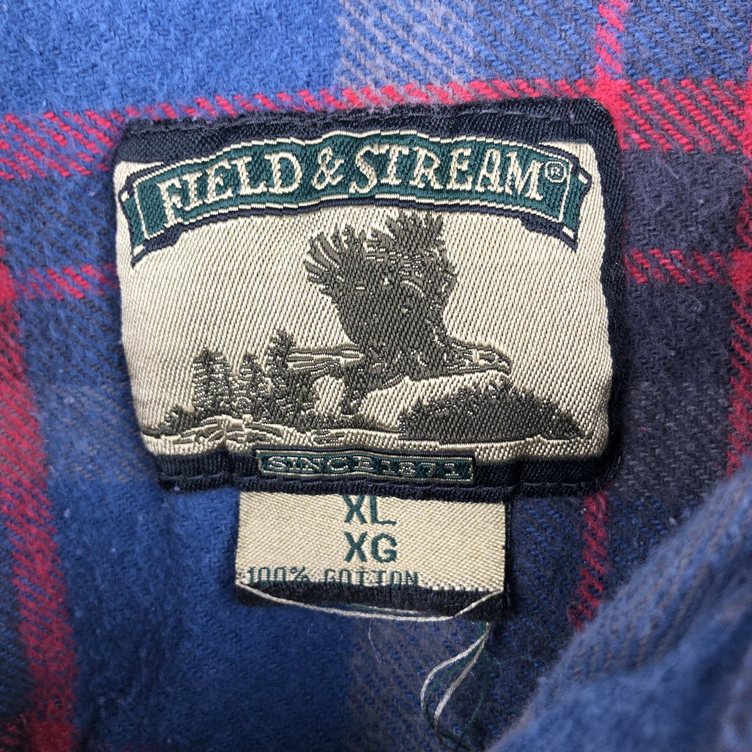 FIELD AND STREAM Long Sleeve Heavy Flannel Check Shirt, Men's XL cotton blue type Vintage Second Hand