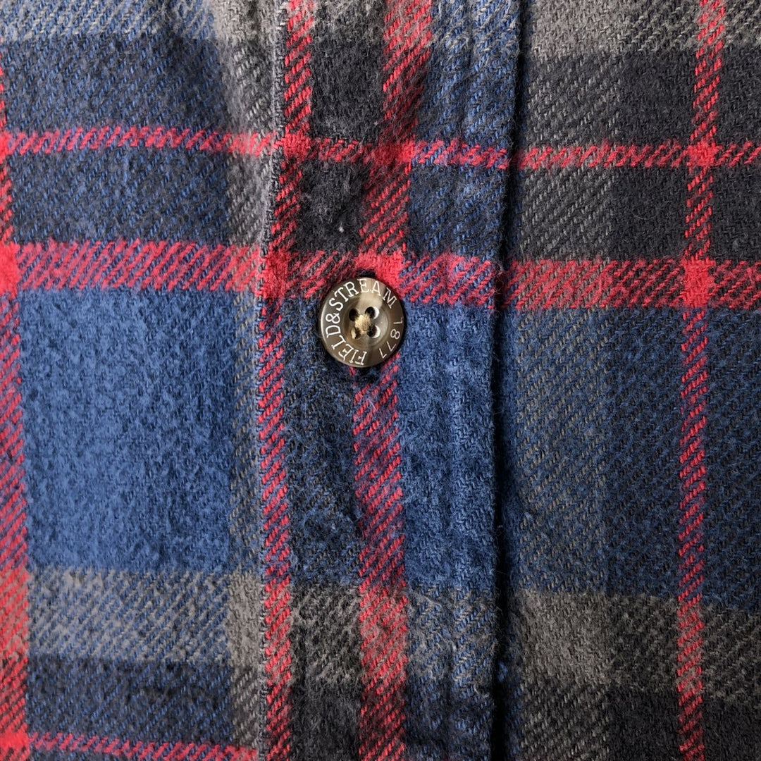 FIELD AND STREAM Long Sleeve Heavy Flannel Check Shirt, Men's XL cotton blue type Vintage Second Hand