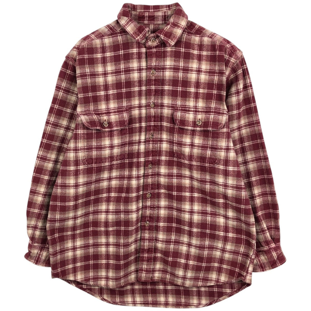 FIELD AND STREAM Long Sleeve Heavy Flannel Check Shirt, Men's Size M cotton red type Vintage Second Hand