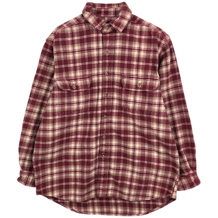 FIELD AND STREAM Long Sleeve Heavy Flannel Check Shirt, Men's Size M cotton red type Vintage Second Hand