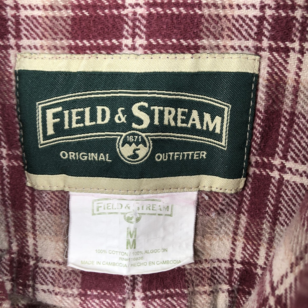 FIELD AND STREAM Long Sleeve Heavy Flannel Check Shirt, Men's Size M cotton red type Vintage Second Hand
