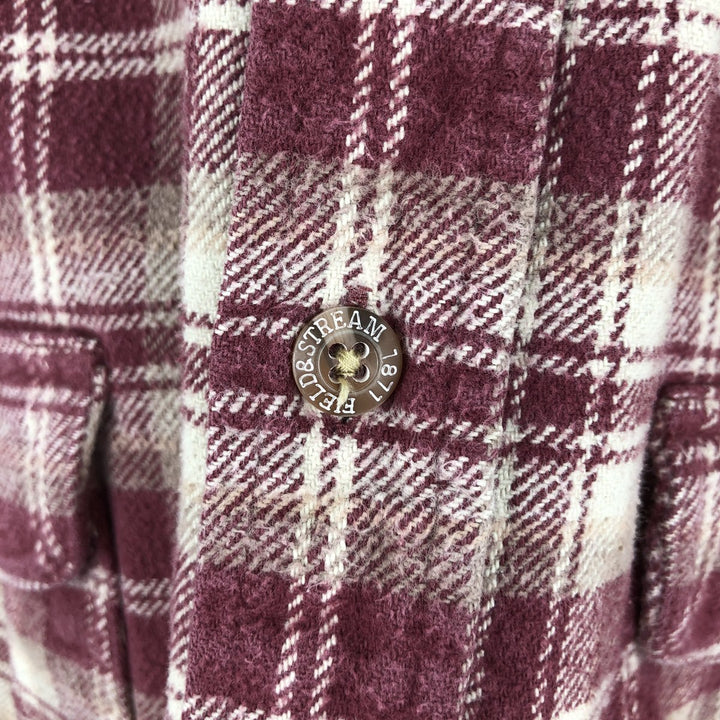 FIELD AND STREAM Long Sleeve Heavy Flannel Check Shirt, Men's Size M cotton red type Vintage Second Hand