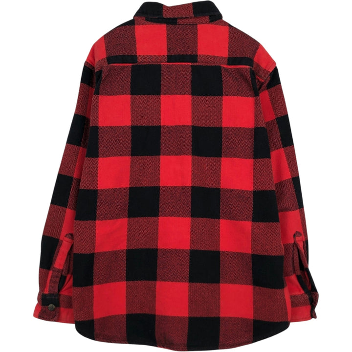 St. John's Bay Buffalo Check Long-Sleeve Heavy Flannel Check Shirt, Men's Size XL (approx.) cotton black type Vintage Second Hand
