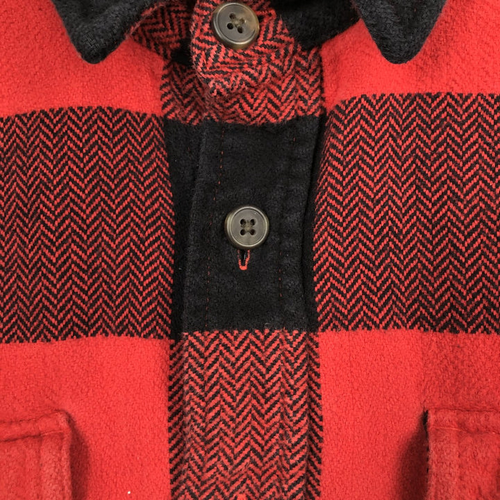 St. John's Bay Buffalo Check Long-Sleeve Heavy Flannel Check Shirt, Men's Size XL (approx.) cotton black type Vintage Second Hand