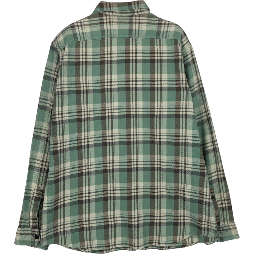 Ralph Lauren POLO by Ralph Lauren MATLOCK Long-Sleeve Light Flannel Check Shirt, Men's Size L (approx.) cotton Emerald green Vintage Second Hand