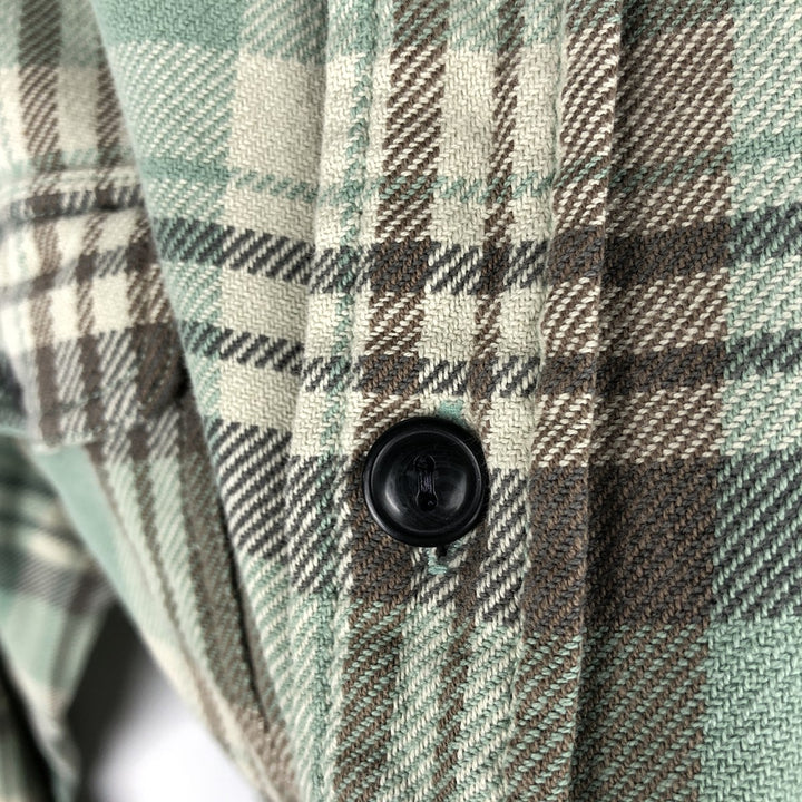 Ralph Lauren POLO by Ralph Lauren MATLOCK Long-Sleeve Light Flannel Check Shirt, Men's Size L (approx.) cotton Emerald green Vintage Second Hand